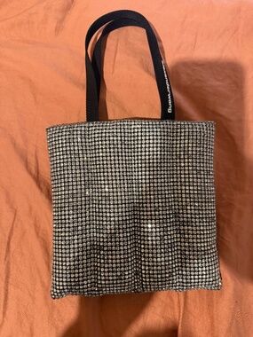 Alexander Wang Mesh Quilted Heiress Black Rhinestone Mini Tote Bag